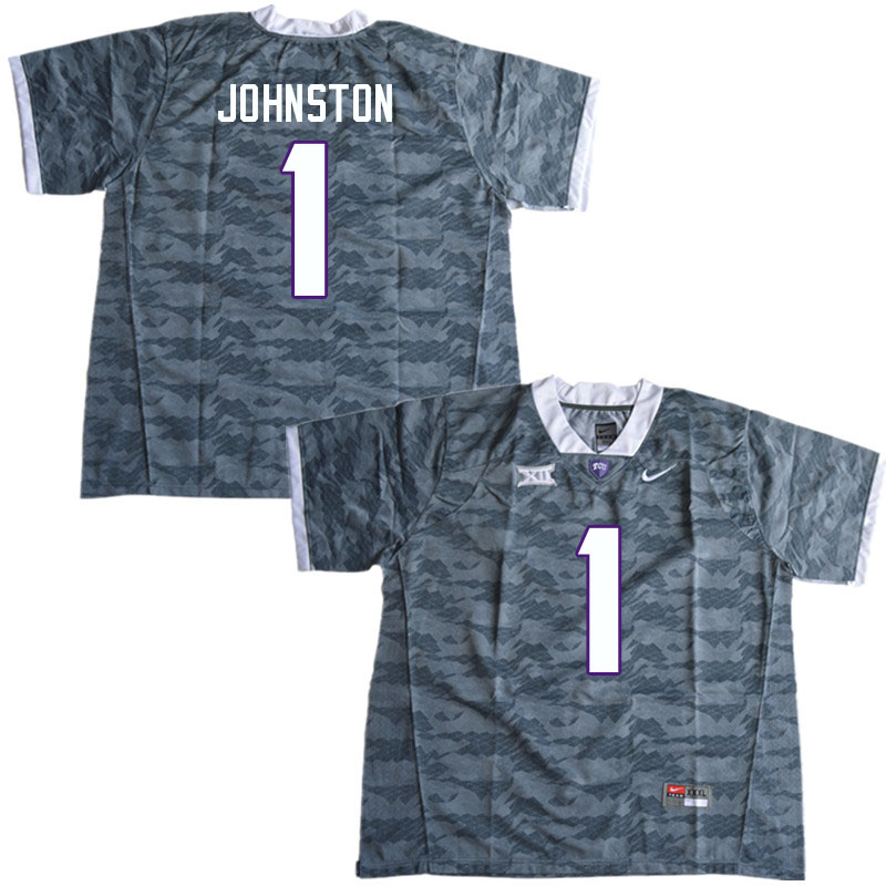 Men #1 Quentin Johnston TCU Horned Frogs College Football Jerseys Sale-Gray - Click Image to Close